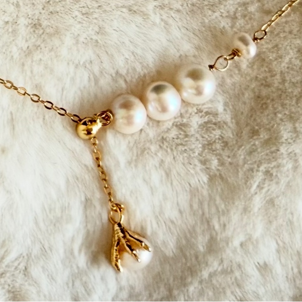 NWT Silver 925 Necklace ZIYKRA JEWELRY Pearl Whisper Claw 18K Gold Plated